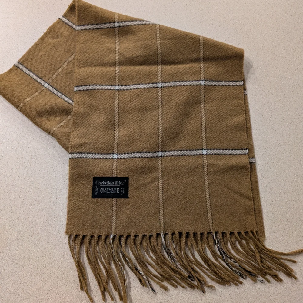 Dior Tan Plaid Scarf